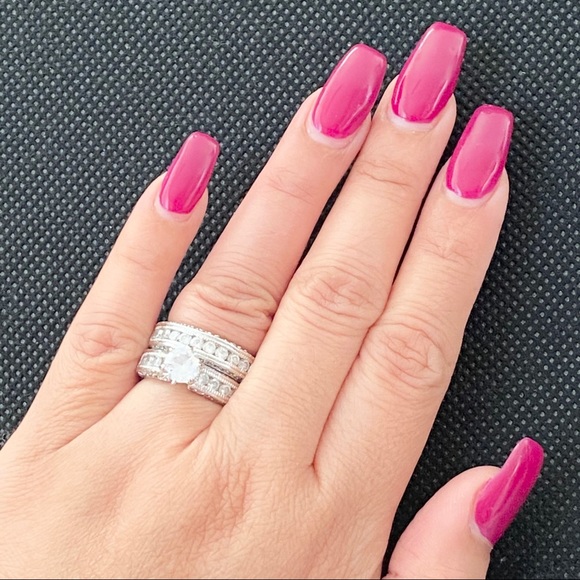 Engagement Wedding Band CZ Ring Set 6 - Picture 4 of 14